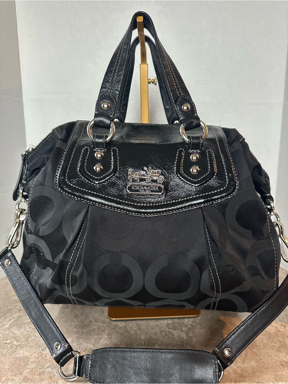 Coach Madison Audrey Op Art Y2K Satchel Bag Crossbody Black 14294 Classic Purse